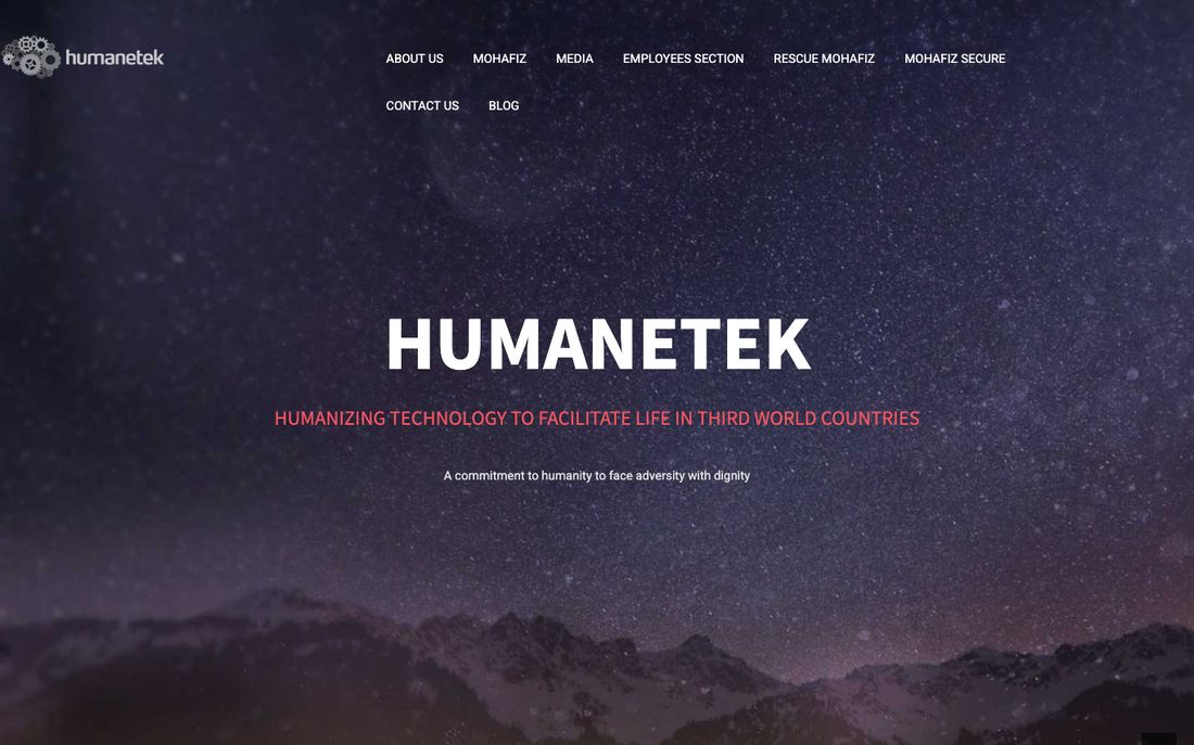 Screenshot of the Humanetek website