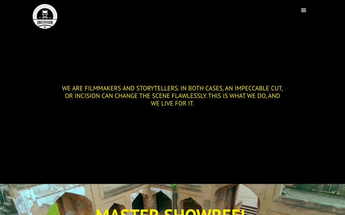 Screenshot of the Incision Films website
