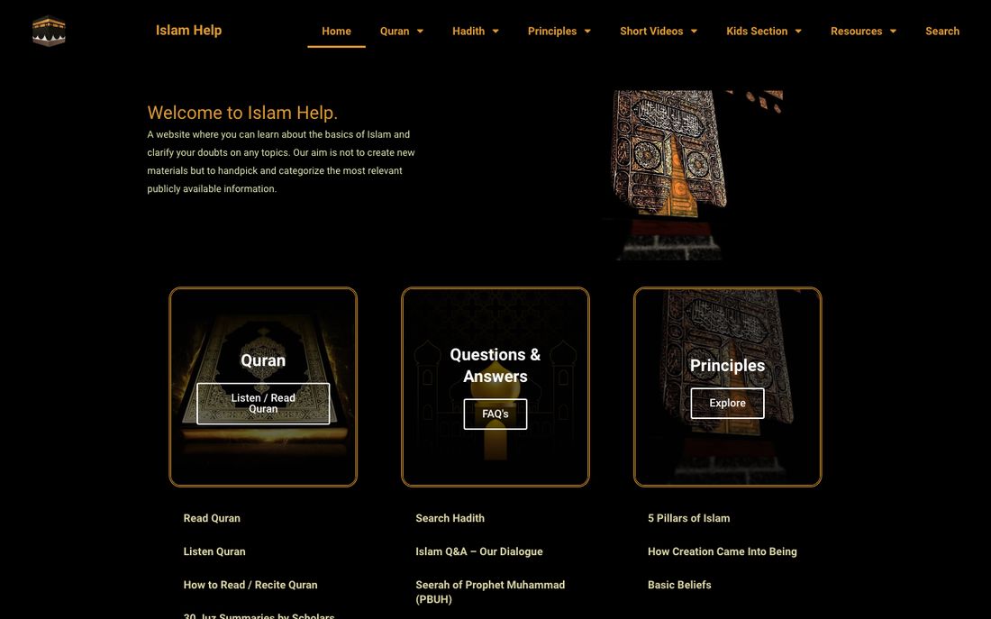 Screenshot of the Islam Help website
